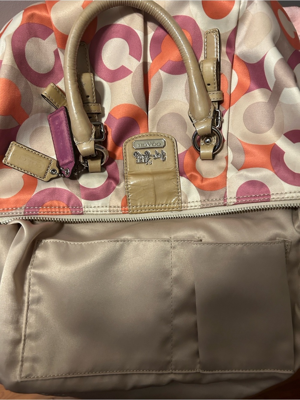 Coach 2012 Madison Op Art Multicolor C Print Satchel in Pink, Orange & Cream - Picture 10 of 11